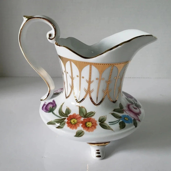Vintage  Royal Danube Small Pitcher Floral with Gold Tim. - Picture 1 of 7